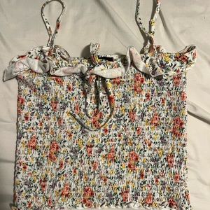 Forever 21 multicolored flower crop top